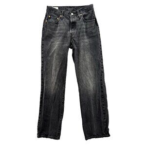 Womens 501 Button Fly Jeans Size 26 x 30 Black High Rise 90s Faded Black
